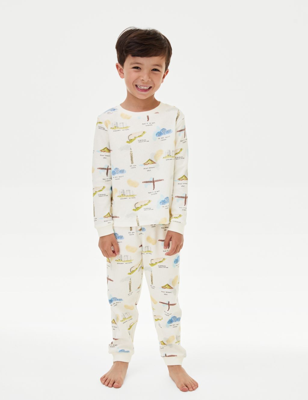 Waffle Landmark Print Pyjamas (1-8 Yrs)
