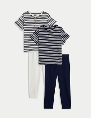 

Girls M&S Collection 2pk Pure Cotton Striped Pyjama Sets (1-8 Yrs) - Navy Mix, Navy Mix