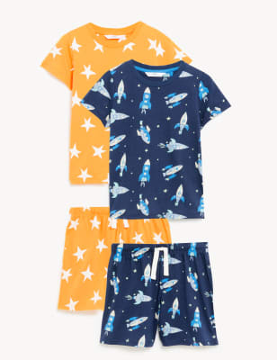 

M&S Collection Pack de 2 pijamas cortos del espacio 100% algodón (1-8 años) - Black Mix, Black Mix
