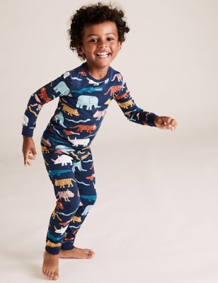 Pyjama en coton à imprimé animal (du 1 au 7 ans) - Grey Mix