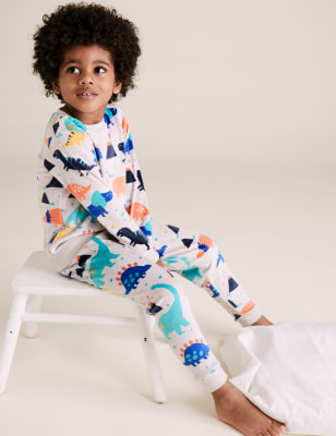 Velour Fleece Dinosaur Print Pyjama Set 1 7 Yrs