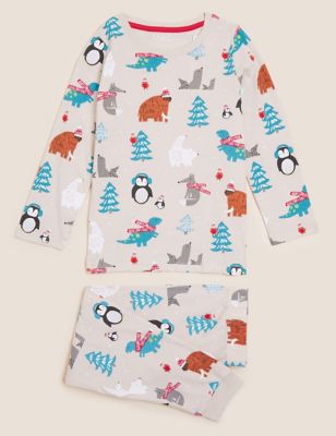 M&S Boys Pure Cotton Animal Pyjamas (12 Mths