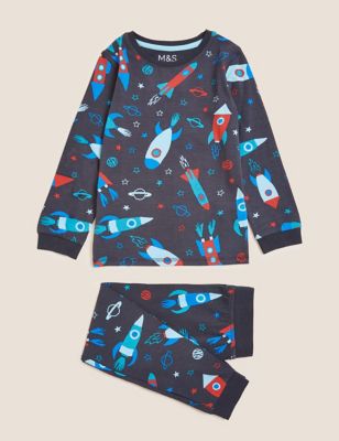 M&S Boys Cotton Rich Space Pyjamas (1-7 Yrs)