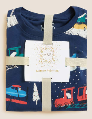 

M&S Collection Pijama 100% algodón con diseño de vehículos (1-7 años) - Indigo Mix, Indigo Mix