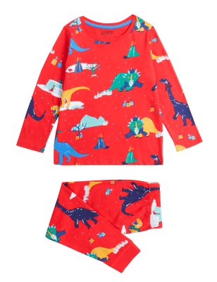 

M&S Collection Pijama 100% algodón con diseño de dinosaurios (1-7 años) - Red Mix, Red Mix