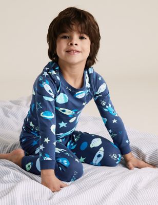Pyjama en coton à imprimé espace (du 1 au 7 ans) - Indigo Mix