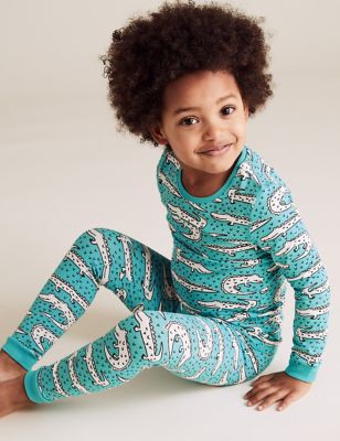 Pyjama en coton à imprimé crocodile (du 1 au 7 ans) - Jade