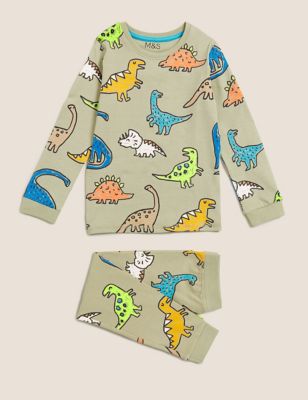 M&S Boys Cotton Rich Dinosaur Pyjamas (1-7 Yrs)