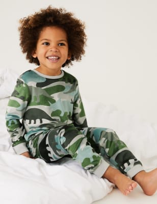 

M&S Collection Pijama de velvetón con diseño de dinosaurio de camuflaje (12 meses-7 años) - Khaki Mix, Khaki Mix