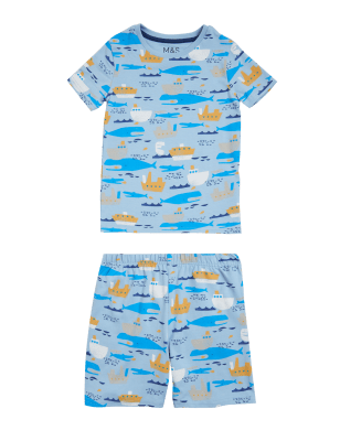 

Pijama corto de algodón con estampado de barcos (1-7 años) - Blue Mix, Blue Mix