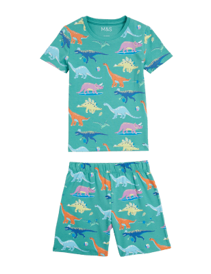 

Girls M&S Collection Cotton Rich Dinosaur Short Pyjamas (12 Mths - 7 Yrs) - Green Mix, Green Mix