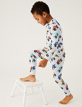 Katoenrijke pyjama met vrachtwagenprint (12 maanden-7 jaar)