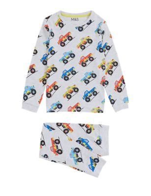 M&S Boys Cotton Rich Truck Print Pyjamas (12 Mths