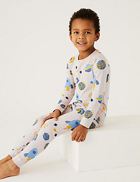 Katoenrijke pyjama met ruimteprint (1-7 jaar)