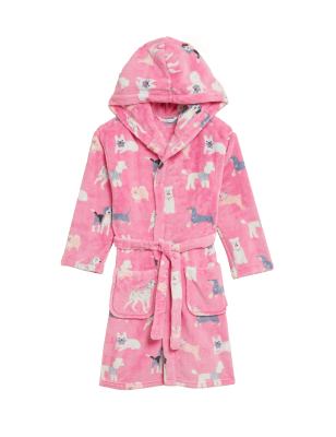 

M&S Collection Bata polar con capucha con estampado de perro (6-16 años) - Pink Mix, Pink Mix