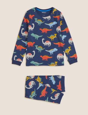 M&S Boys Pure Cotton Dinosaur Print Pyjamas (1-7 Yrs)