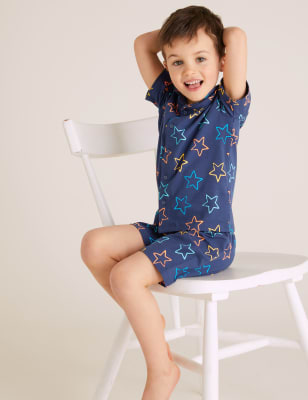 Pyjama en coton à motif étoile (du 1 au 7 ans) - Navy Mix