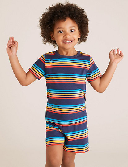 2pk Pure Cotton Rainbow Short Pyjama Sets