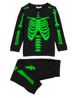 

Unisex,Boys,Girls M&S Collection Glow In The Dark Skeleton Pyjamas (1-7 Yrs) - Black, Black
