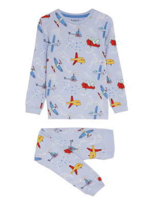 

Boys M&S Collection Cotton Rich Transport Pyjamas (1-8 Yrs) - Blue Mix, Blue Mix