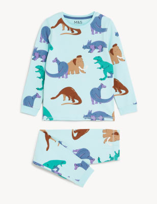 

Boys M&S Collection Cotton Rich Dinosaur Pyjamas (1-8 Yrs) - Blue Mix, Blue Mix