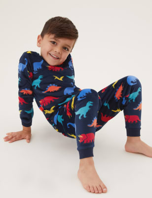 

M&S Collection Schlafanzug aus Velours mit Dinosauriermotiv (1-7 Jahre) - Multi, Multi