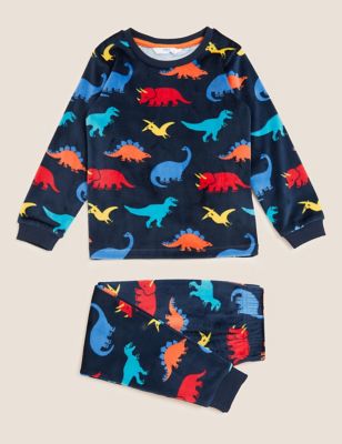M&S Boys Velour Dinosaur Pyjamas (1-7 Yrs)