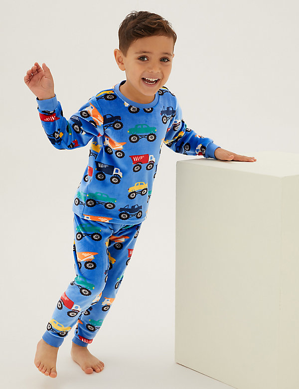 Pyjama en velours à motif camion (du 1 au 7 ans)