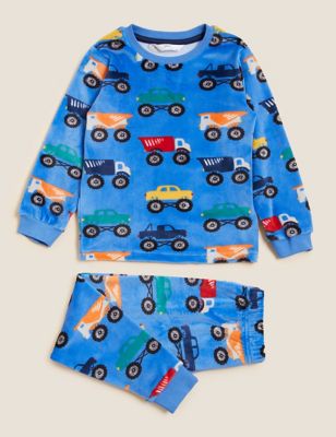 M&S Boys Velour Truck Pyjamas (1-7 Yrs)