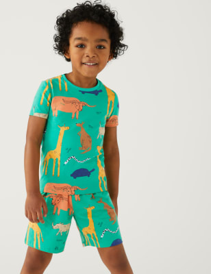 

M&S Collection Pijama 100% algodón con estampado animal (1-8 años) - Bright Jade, Bright Jade