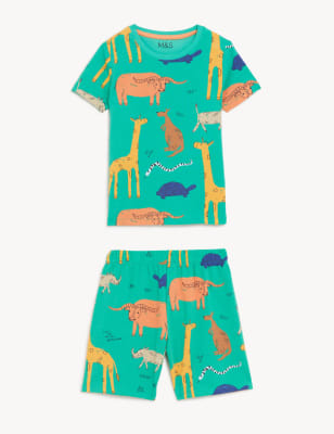 

Boys M&S Collection Pure Cotton Animal Print Short Pyjama Set (1-8 Yrs) - Bright Jade, Bright Jade