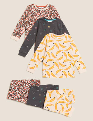 

M&S Collection 3er-Pack gemusterte Schlafanzugsets aus reiner Baumwolle (12 Monate - 7 Jahre) - Multi, Multi