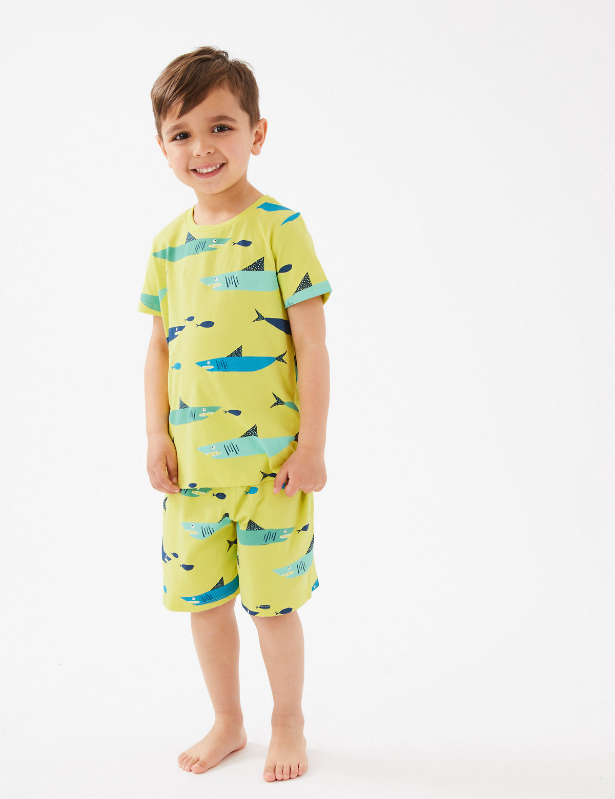 2pk Pure Cotton Shark Short Pyjama Sets (12 Mnths - 7 Yrs)