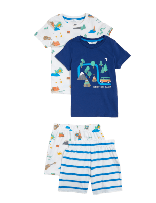 

Boys M&S Collection 2pk Pure Cotton Camping Short Pyjama Sets (12 Mths - 7 Yrs) - Ivory Mix, Ivory Mix