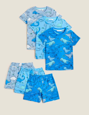 3pk Pure Cotton Dinosaur Pyjama Sets