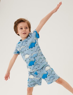 

M&S Collection Pack de 3 pijamas 100% algodón con diseño de dinosaurios (1-7 años) - Blue Mix, Blue Mix