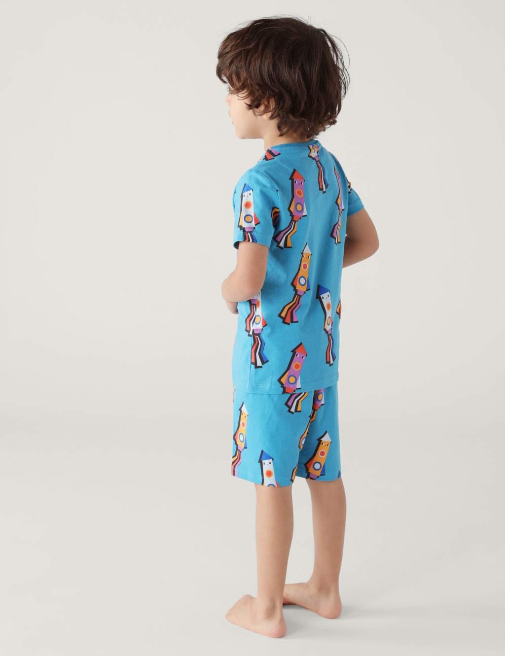 Cotton Rich Rocket Print Short Pyjama Set (1 - 8 Yrs) image 2