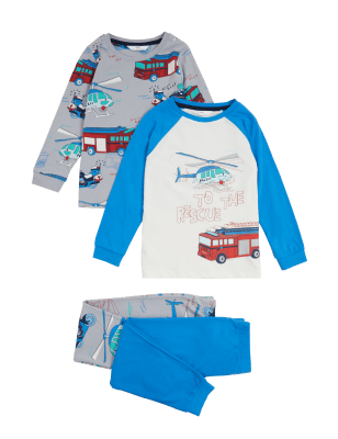 

Boys M&S Collection 2pk Pure Cotton Transport Pyjama Sets (12 Mths - 7 Yrs) - Blue Mix, Blue Mix