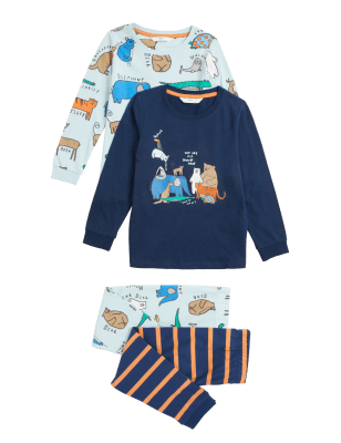 

Boys M&S Collection 2pk Pure Cotton Animal Pyjama Sets (12 Mths - 7 Yrs) - Indigo Mix, Indigo Mix