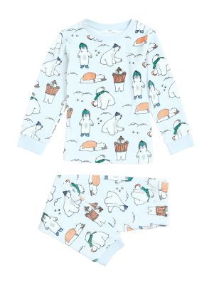 

M&S Collection Schlafanzugset aus Velours mit Eisbärenmotiv (1-7 Jahre) - Blue Mix, Blue Mix