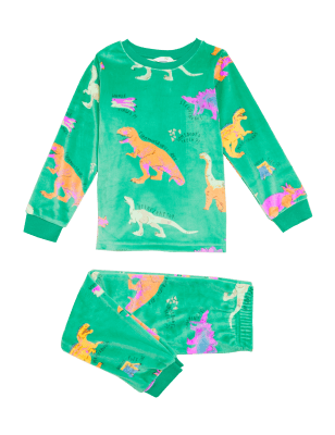 

Boys M&S Collection Velour Dinosaur Pyjamas (12 Mths - 7 Yrs) - Green Mix, Green Mix