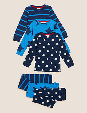 3 zuiver katoenen pyjama's met print (12 maanden-7 jaar)
