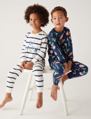 

M&S Collection Pack de 2 pijamas 100% algodón con diseño botánico (1-8 años) - Navy, Navy