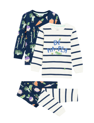 

Boys M&S Collection 2pk Pure Cotton Vegetable Pyjama Sets (1-8 Yrs) - Navy, Navy