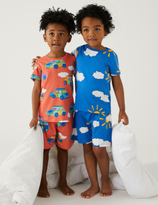 2pk Pure Cotton Patterned Short Pyjama Sets