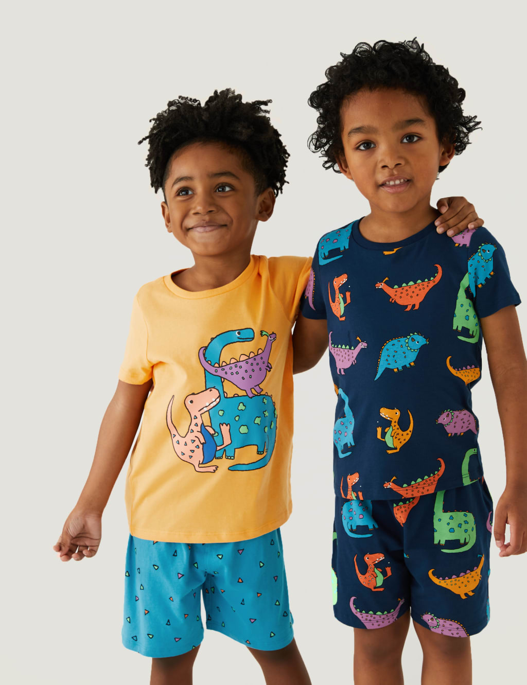 2pk Pure Cotton Dinosaur Short Pyjama Sets (1-8 Yrs) image 1