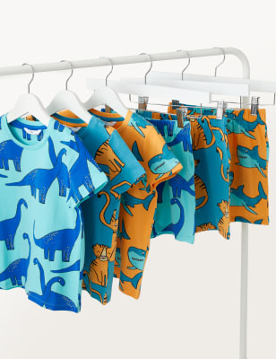 

M&S Collection 3er-Pack Schlafanzugsets aus reiner Baumwolle mit Tiermuster (1-8 Jahre) - Turquoise, Turquoise