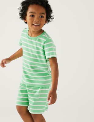 

Boys M&S Collection Pure Cotton Striped Short Pyjama Set (1-8 Yrs) - Ivory, Ivory