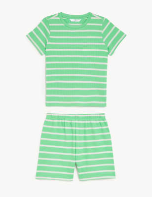 Pure Cotton Striped Waffle Pyjama Set (1-8 Yrs)