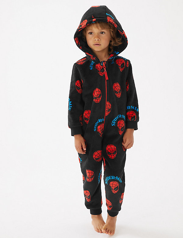 Spiderman Kids All in One Boys Girls Childrens Fleece Onesie Sleepsuit Pyjamas 